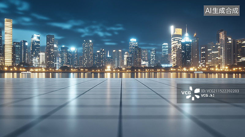 【AI数字艺术】汽车广告背景图——巨大的广场与远处的城市天际线图片素材