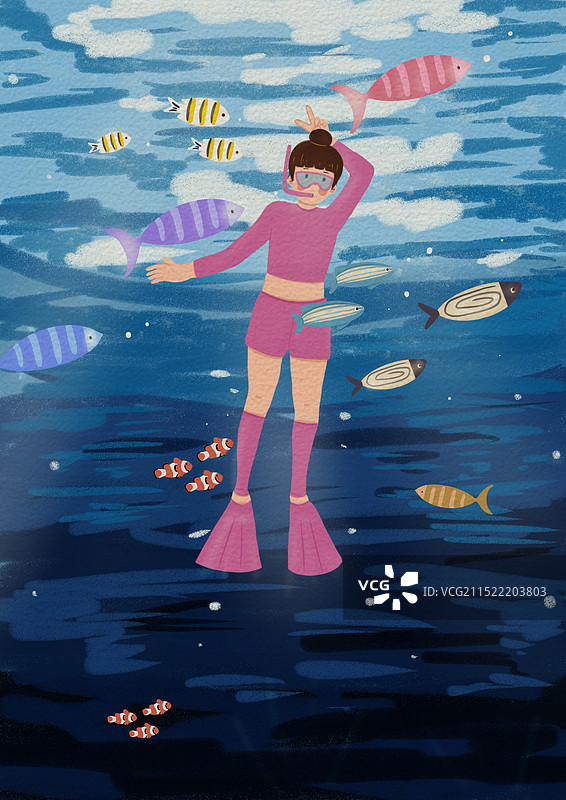 海底潜水的女孩图片素材