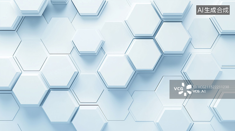 【AI数字艺术】六边形白色网格结构抽象立体背景图片素材