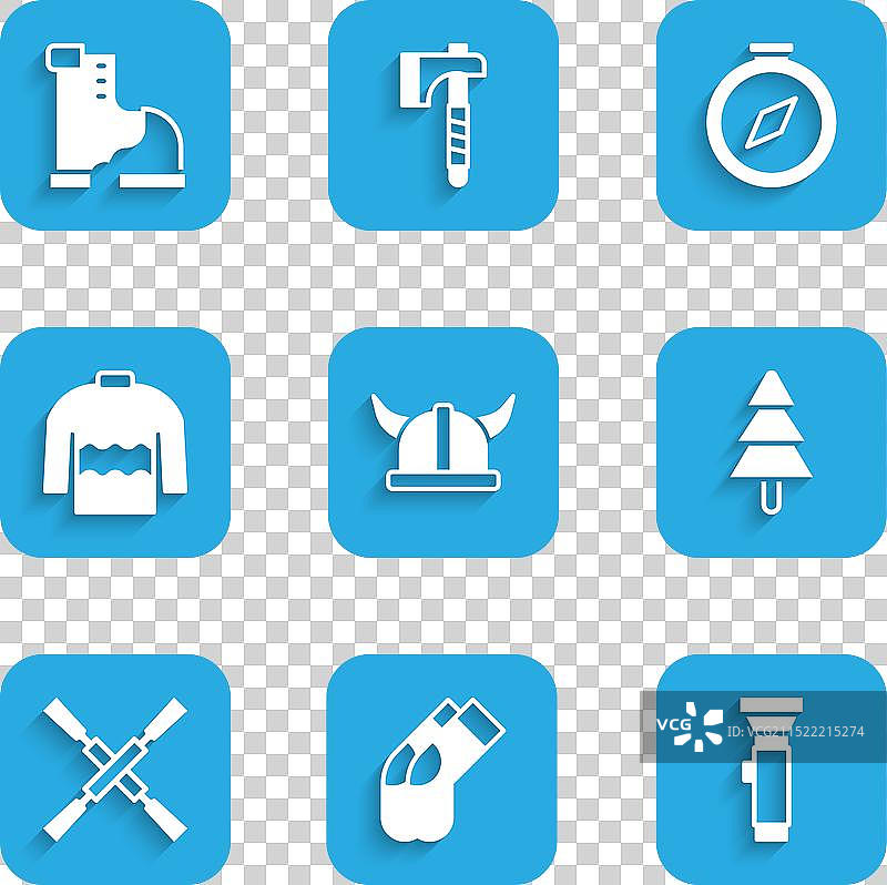 戴角头盔的海盗袜子手电筒树套装图片素材