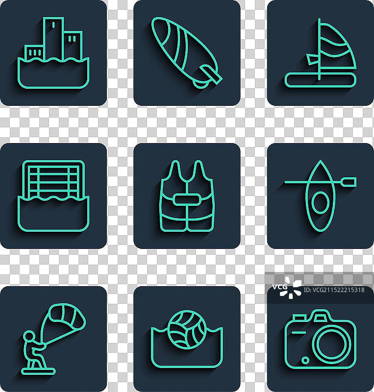 风筝冲浪、水球和照相机图片素材