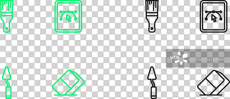 橡皮擦与调色刀颜料线条设计图片素材