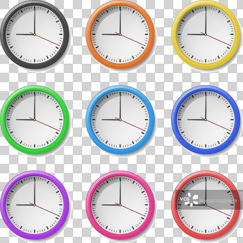 现代彩色圆形时钟合集图片素材