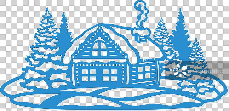 雪 forest中的温馨小屋图片素材