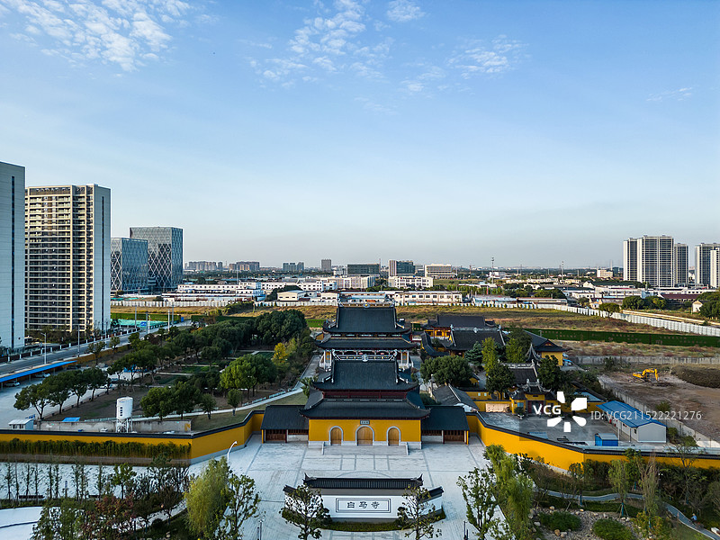 苏州相城黄桥白马寺航拍图片素材