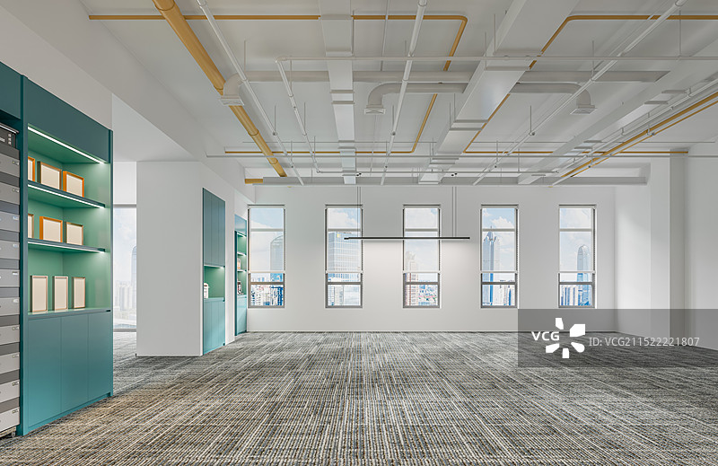 现代写字楼办公室无家具场景图片素材