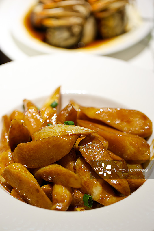 浙江绍兴湖州特色菜油焖茭白蔬菜 红烧图片素材