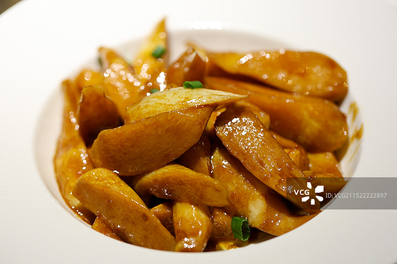 浙江绍兴湖州特色菜油焖茭白蔬菜 红烧图片素材