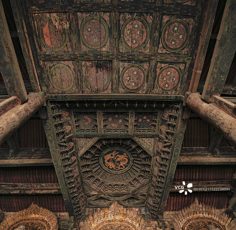 山西最美天花板—大同善化寺辽代藻井图片素材