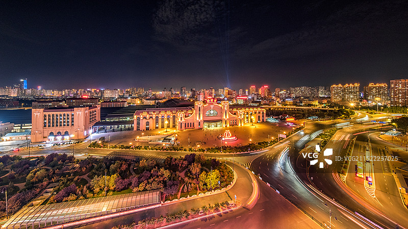哈尔滨站夜景图片素材