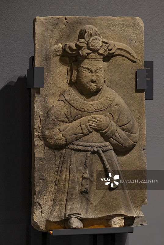 女官石刻 南宋淳祐七年（1247） 遵义播州理智宋墓M2出土 贵州省博物馆图片素材