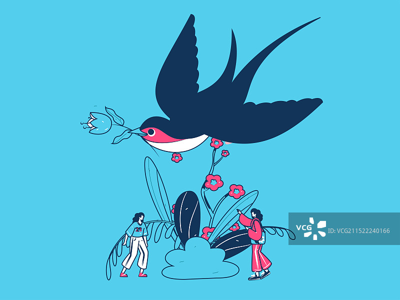 24节气立春雨水惊蛰春风清明谷雨扁平人物矢量概念运营手绘插画图片素材