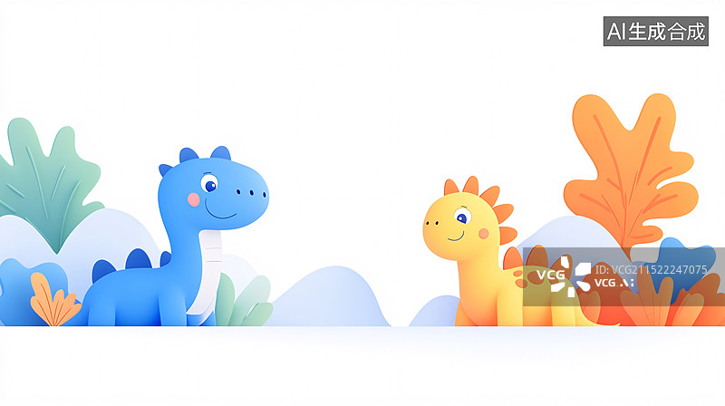 【AI数字艺术】可爱的恐龙乐园图片素材