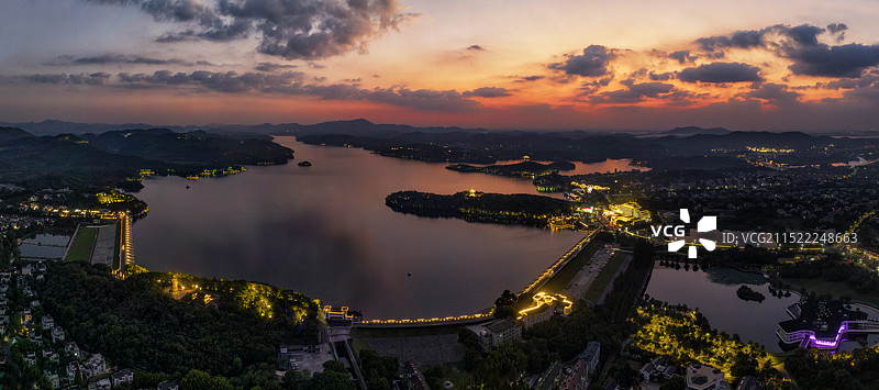 天目湖旅游度假区日落图片素材