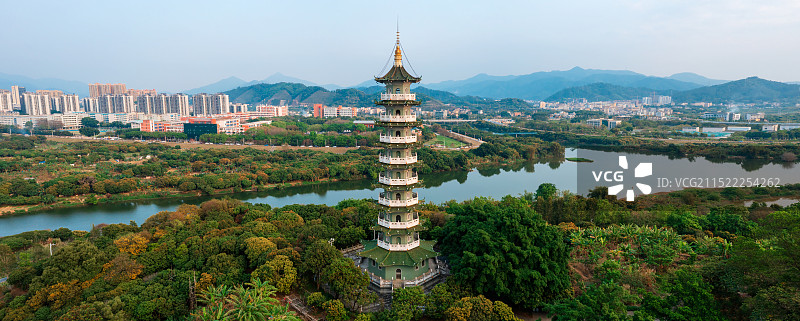 广东省广州市从化区文峰塔航拍全景图图片素材