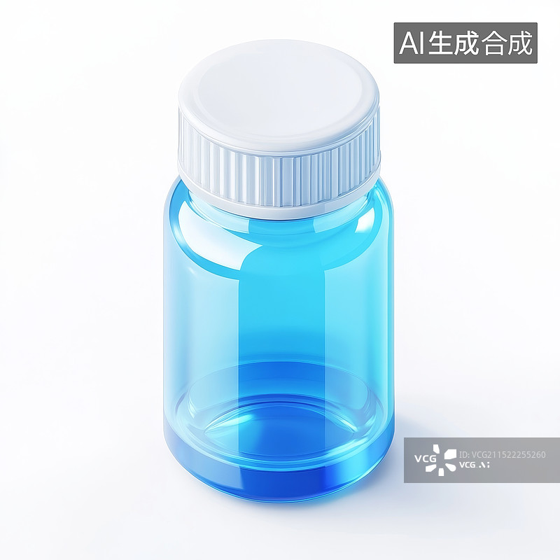 【AI数字艺术】玻璃质感药瓶3D图标设计图片素材