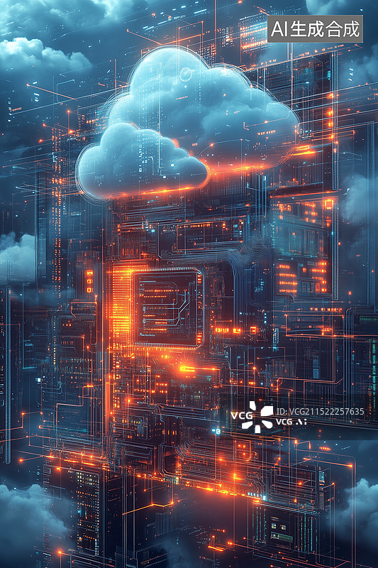 【AI数字艺术】物联网云大数据互联概念图图片素材