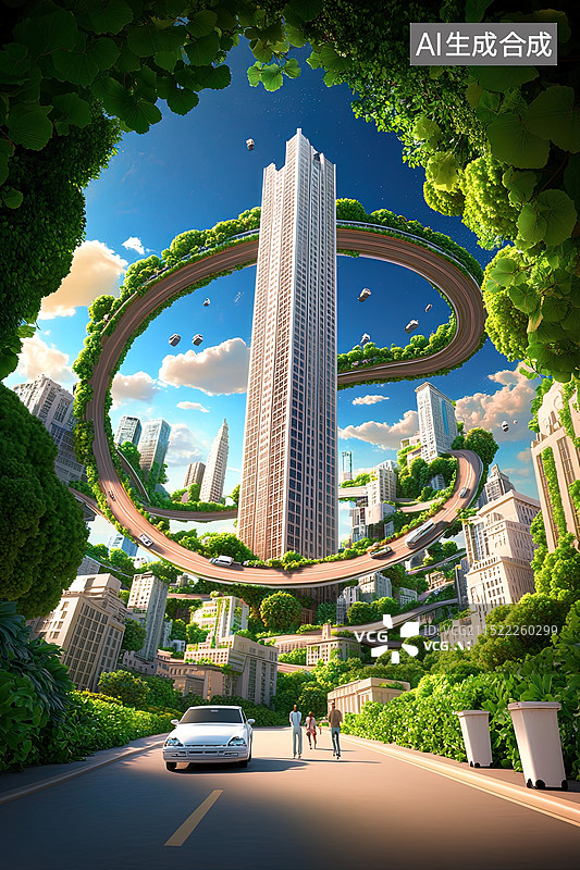 【AI数字艺术】未来的天空之城图片素材