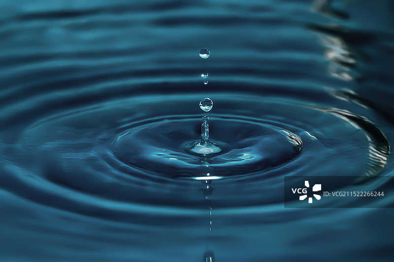 水滴在水中飞溅的特写镜头图片素材