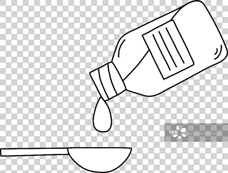 将药用糖浆倒入量匙中图片素材