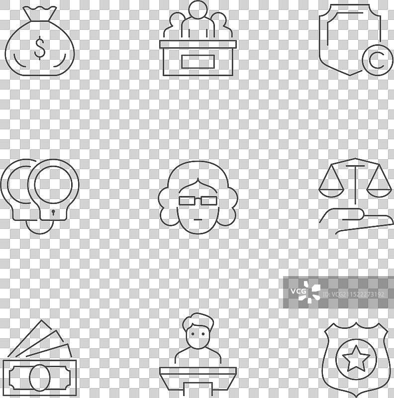 法律线性图标集图片素材
