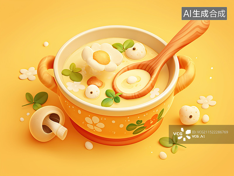 【AI数字艺术】奶油蘑菇汤图片素材