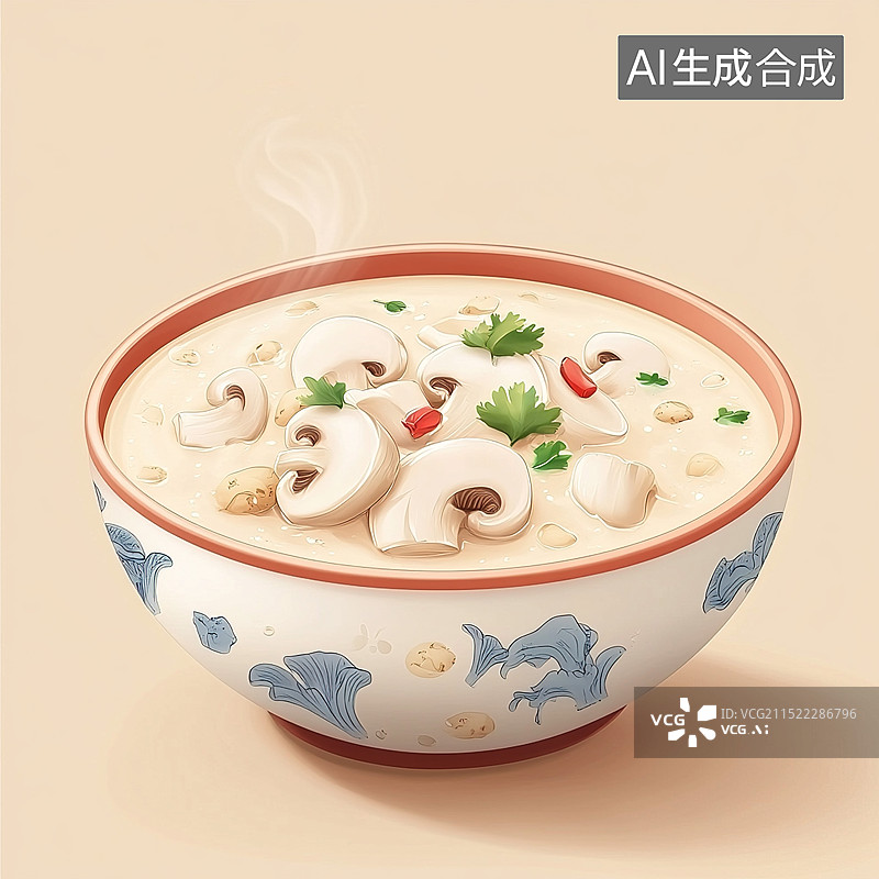 【AI数字艺术】奶油蘑菇汤图片素材