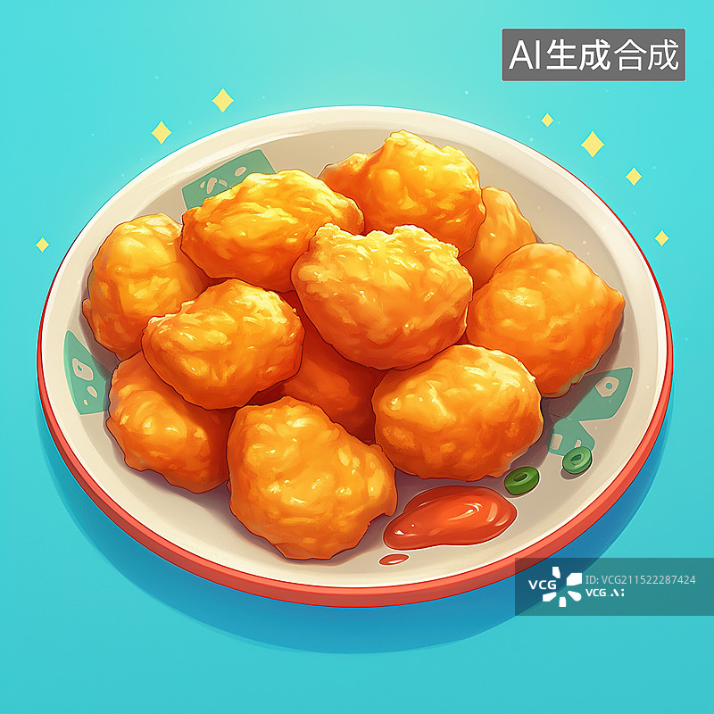 【AI数字艺术】炸鸡块图片素材