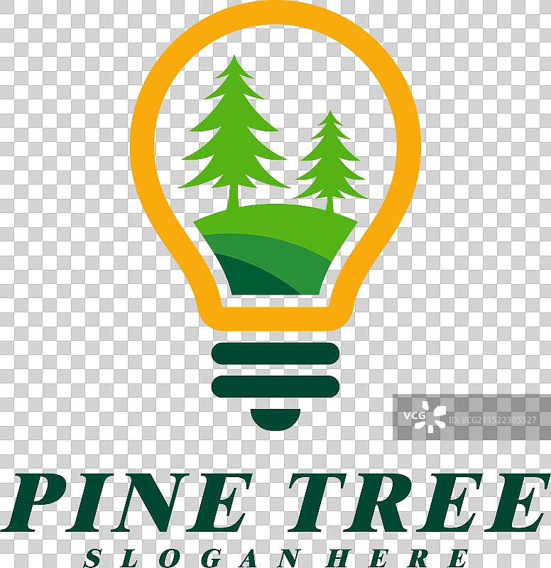 灯泡标志设计的创意松树图片素材