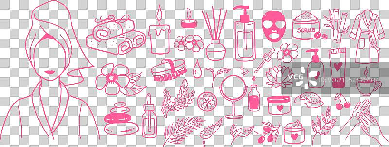 粉色水疗沙龙配件系列图片素材