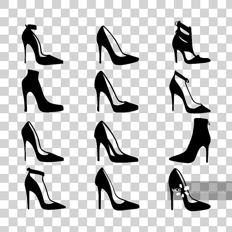 白色背景上的黑色女士鞋图片素材