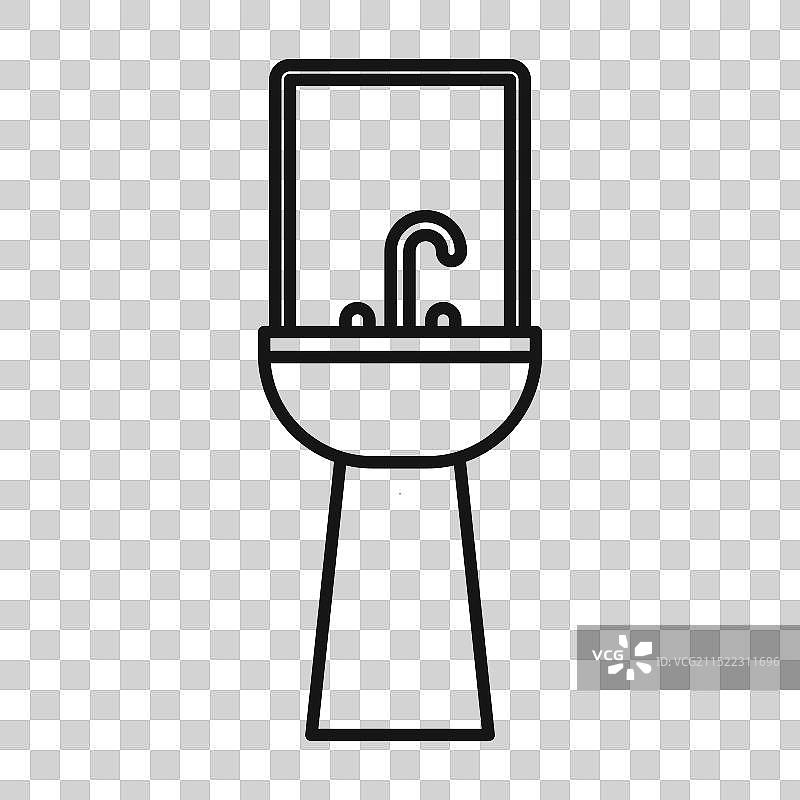 浴室水槽黑色线条艺术图标图片素材