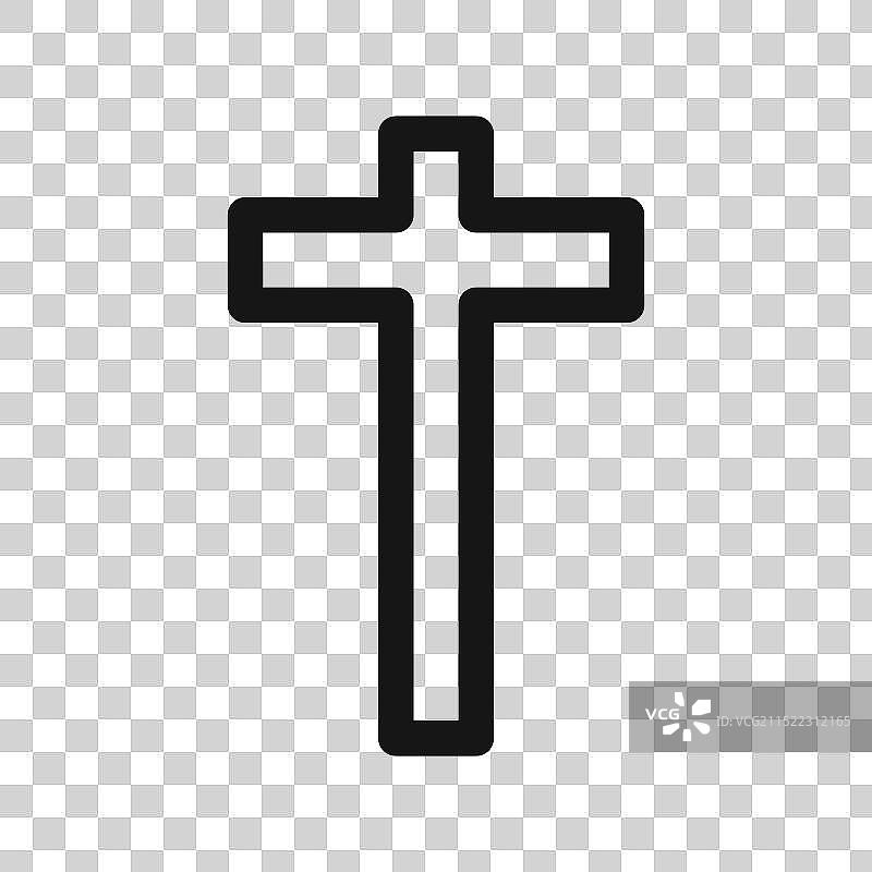 基督教十字架图标黑色线条艺术图片素材