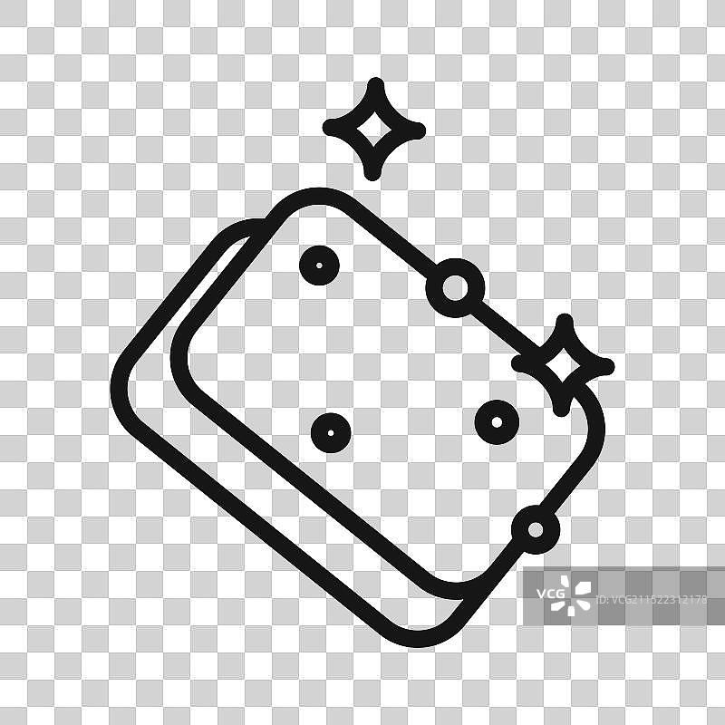 清洁海绵图标黑色线条艺术图片素材