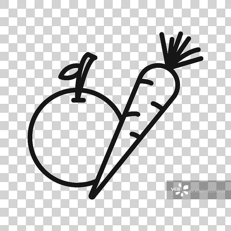 水果蔬菜图标黑色线条艺术图片素材