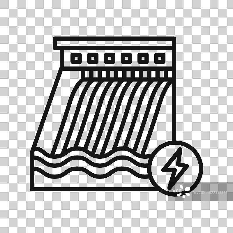 水电站大坝黑色线条图标图片素材