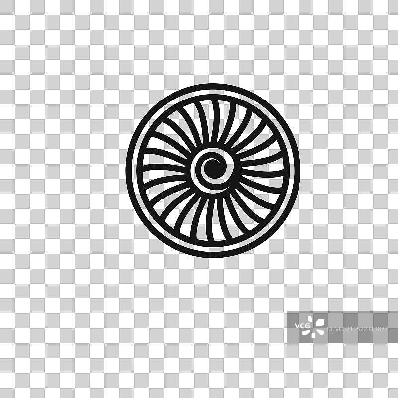 飞机涡轮机图标黑色线条艺术图片素材