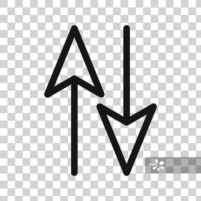 上下箭头图标黑色线条艺术图片素材