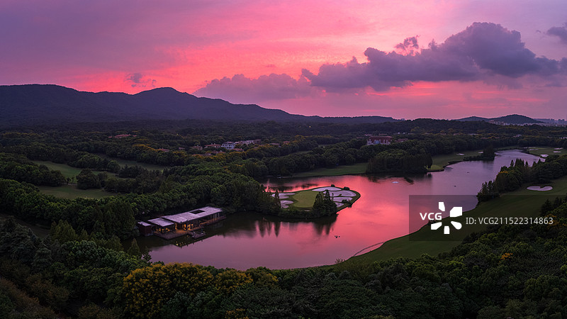 南京紫金山东麓晚霞风光图片素材