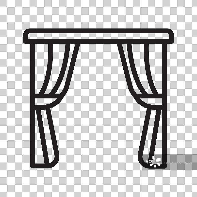 窗帘图标黑色线条艺术图片素材