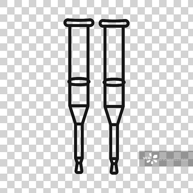 拐杖图标黑色线条艺术图片素材
