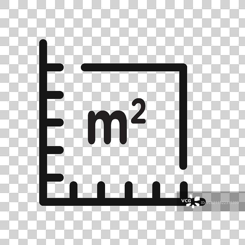 平方米单位图标黑色线条艺术图片素材