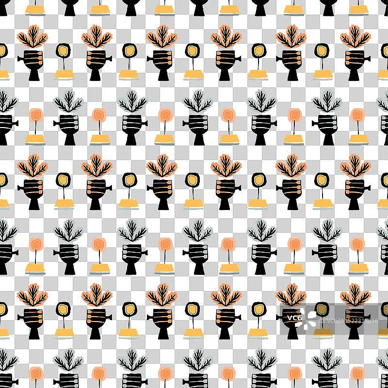 世纪中期现代花卉无缝图案图片素材