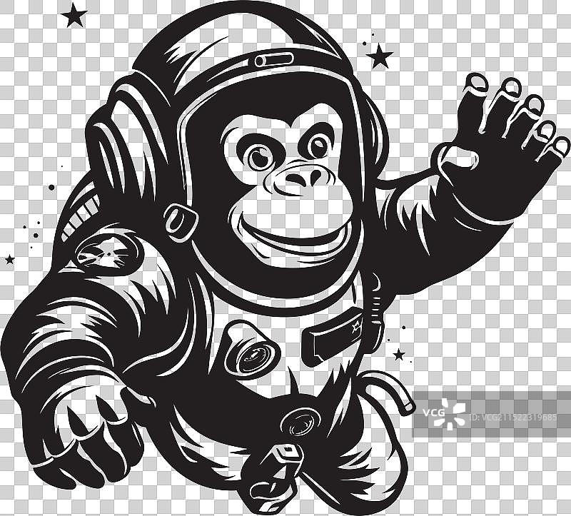 宇宙卷尾猴冒险黑色图形图片素材
