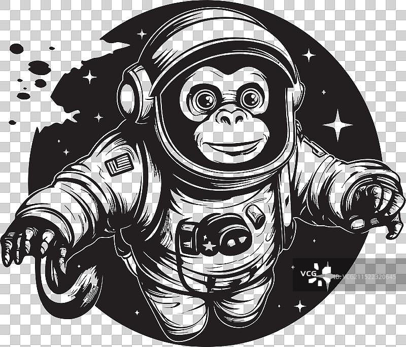 宇航员猿探险宇宙卷尾猴图标图片素材