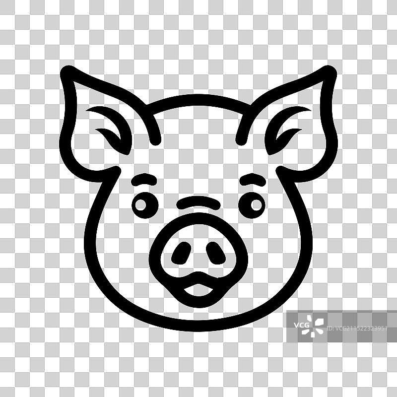 猪图标或现代线条符号线条艺术和图标图片素材