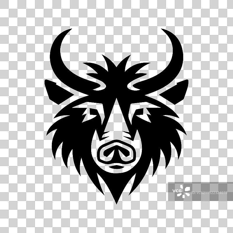 野猪图标或现代线条符号线条艺术图片素材