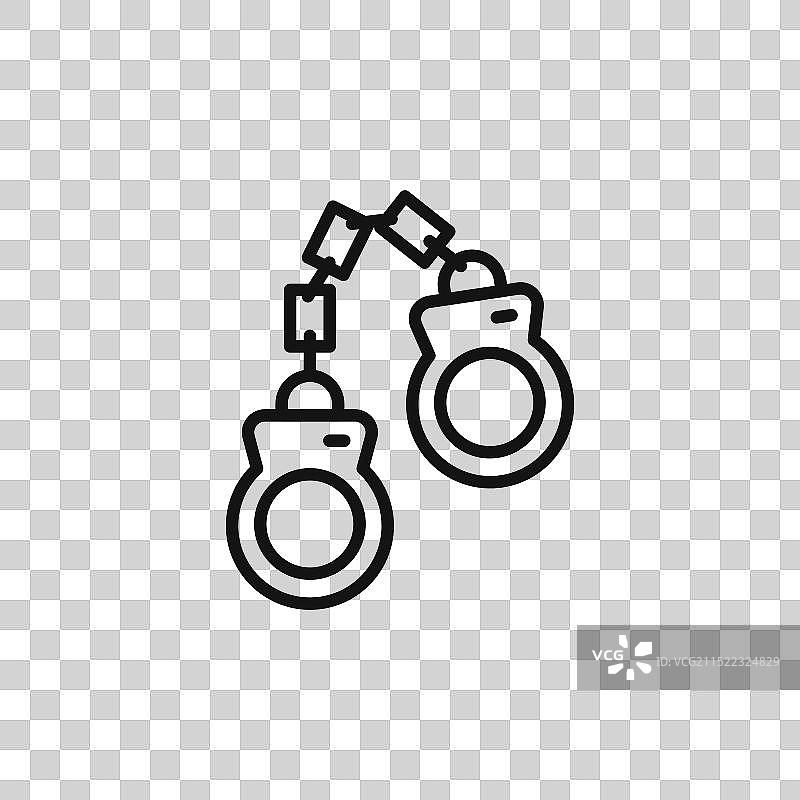 黑色手铐轮廓图标合集图片素材