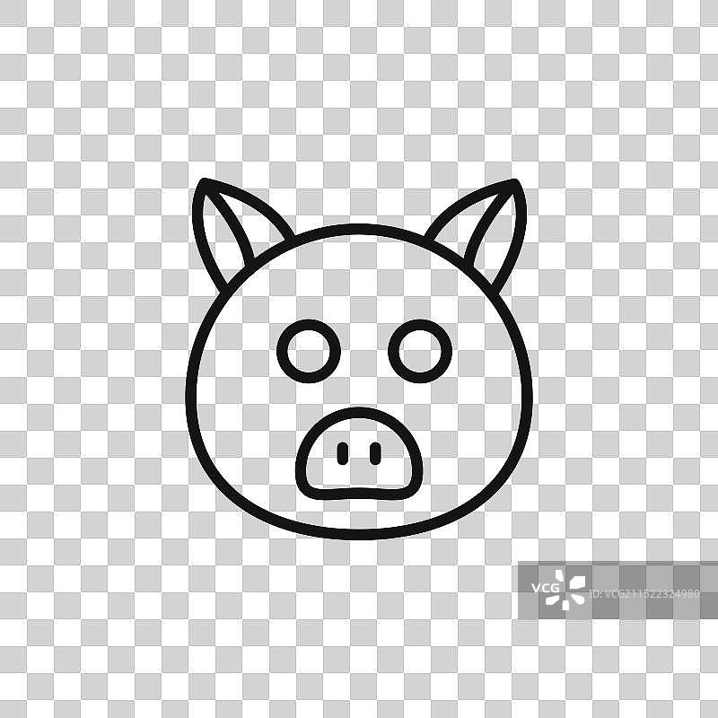 黑色猪脸图标轮廓合集图片素材