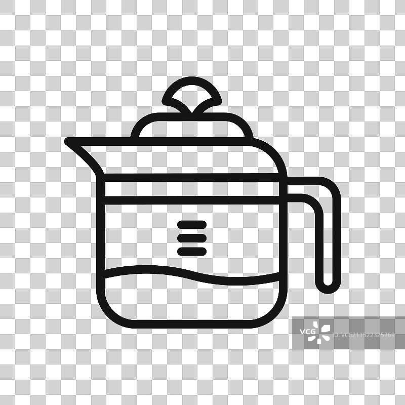黑色咖啡壶图标轮廓合集图片素材